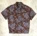 画像1: RALPH LAUREN "POLO JEANS" コットン 半袖 オープンカラーシャツ ブラウン/総柄 (VINTAGE) (1)