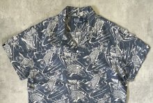 他の写真1: 90'S RALPH LAUREN リネン/コットン 半袖 オープンカラーシャツ インディゴ/鯉柄 (VINTAGE)