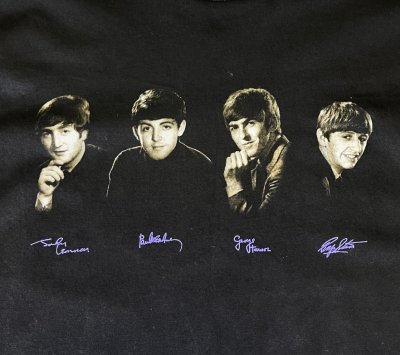画像3: 90'S THE BEATLES 袖プリント入り 半袖 Tシャツ ブラック USA製 (VINTAGE)