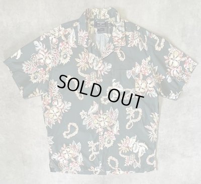 画像1: 90'S RALPH LAUREN "POLO SPORT" コットン 半袖 オープンカラーシャツ オリーブ/花柄 (VINTAGE)