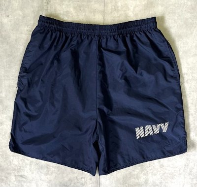 画像1: アメリカ軍 US NAVY ナイロン トレーニングショーツ ネイビー (VINTAGE)