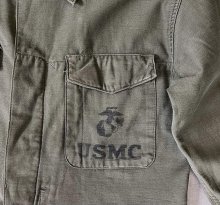 他の写真2: 50'S アメリカ軍 USMC "P-58" ステンシル入り コットンサテン ユーティリティシャツ (VINTAGE)
