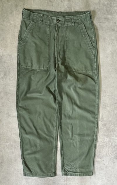 画像1: 60'S アメリカ軍 US ARMY "OG107" コットンサテン ベイカーパンツ WALDESジップ ミリタリーグリーン (VINTAGE)