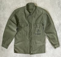 50'S アメリカ軍 USMC "P-58" ステンシル入り コットンサテン ユーティリティシャツ (VINTAGE)