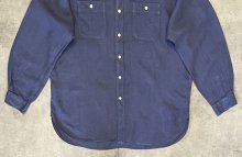 他の写真3: 90'S RALPH LAUREN チンスト＆マチ付き リネンシャツ ダークブルー (VINTAGE)