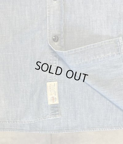 画像5: 90'S RALPH LAUREN 猫目メタルボタン チンスト＆マチ付き シャンブレーシャツ ブルー (VINTAGE)