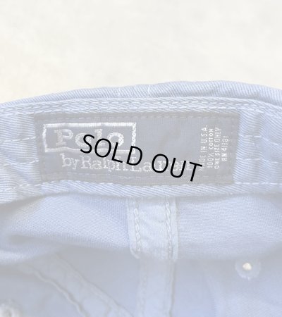 画像6: 90'S RALPH LAUREN ロゴ刺繍 ベースボールキャップ ブルー USA製 (VINTAGE)