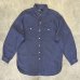 画像1: 90'S RALPH LAUREN チンスト＆マチ付き リネンシャツ ダークブルー (VINTAGE) (1)