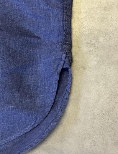 画像4: 90'S RALPH LAUREN チンスト＆マチ付き リネンシャツ ダークブルー (VINTAGE)