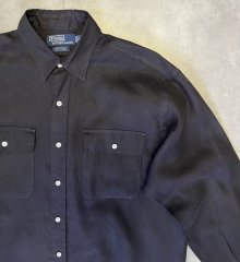 他の写真2: 90'S RALPH LAUREN "WHITFIELD" ロゴ無し フラップポケット リネンシャツ ブラック (MINT CONDITION)