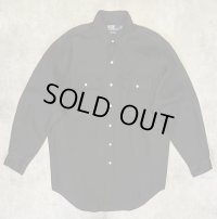 90'S RALPH LAUREN "WHITFIELD" ロゴ無し フラップポケット リネンシャツ ブラック (MINT CONDITION)