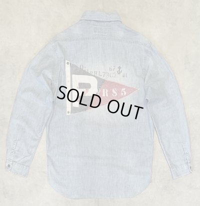 画像7: 90'S RALPH LAUREN 猫目メタルボタン チンスト＆マチ付き シャンブレーシャツ ブルー (VINTAGE)