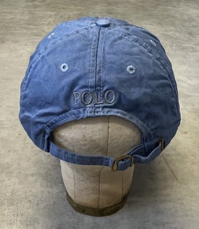 画像4: 90'S RALPH LAUREN ロゴ刺繍 ベースボールキャップ ブルー USA製 (VINTAGE)