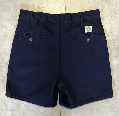 画像5: 90'S RALPH LAUREN "ボックスロゴ" ツープリーツ チノショーツ ネイビー TALONジップ USA製 (VINTAGE)