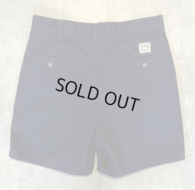 画像5: 90'S RALPH LAUREN "ボックスロゴ" ツープリーツ チノショーツ ネイビー TALONジップ USA製 (VINTAGE)