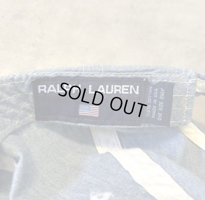 画像6: 90'S RALPH LAUREN POLO SPORT ロゴ刺繍 シャンブレー ベースボールキャップ ブルー USA製 (VINTAGE)