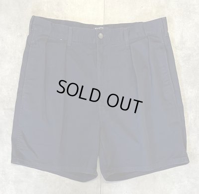 画像1: 90'S RALPH LAUREN "ボックスロゴ" ツープリーツ チノショーツ ネイビー TALONジップ USA製 (VINTAGE)