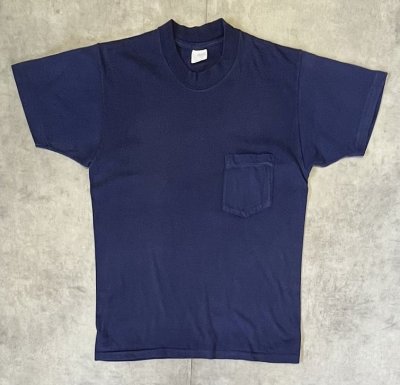 画像1: 70'S BRENT シングルステッチ 耳付きポケット 半袖 Tシャツ ネイビー (VINTAGE)