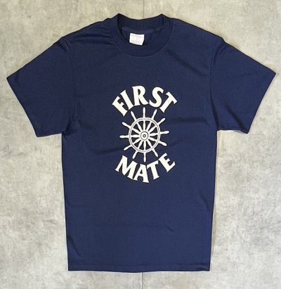画像1: 80'S SPORTSWEAR "FIRST MATE" シングルステッチ 半袖 Tシャツ ネイビー USA製 (VINTAGE)