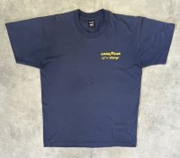 90'S GOOD YEAR シングルステッチ 両面プリント 半袖 Tシャツ フェードネイビー カナダ製 (VINTAGE)