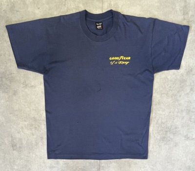 画像1: 90'S GOOD YEAR シングルステッチ 両面プリント 半袖 Tシャツ フェードネイビー カナダ製 (VINTAGE)