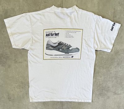 画像5: 90'S JUST FOR FEET "NEW BALANCE 1600" シングルステッチ 両面＆袖プリント 半袖 Tシャツ ホワイト USA製 (VINTAGE)