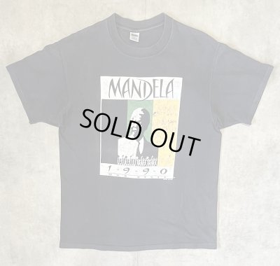 画像1: 90'S NELSON MANDELA シングルステッチ 半袖 Tシャツ ブラック USA製 (VINTAGE)