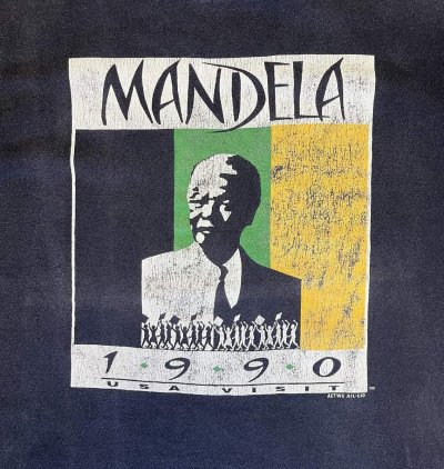 画像3: 90'S NELSON MANDELA シングルステッチ 半袖 Tシャツ ブラック USA製 (VINTAGE)