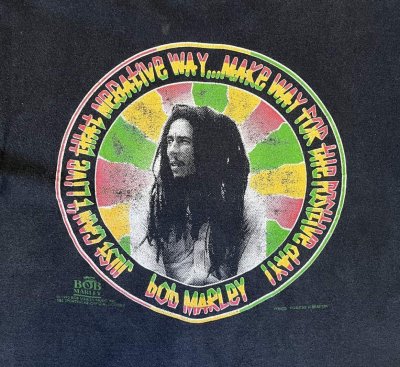 画像5: 90'S BOB MARLEY "POSITIVE VIBRATION" 両面プリント シングルステッチ 半袖 Tシャツ ブラック USA製 (VINTAGE)