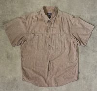 90'S PATAGONIA  スナップボタン 半袖 シャンブレーシャツ ライトブラウン 香港製 (VINTAGE)