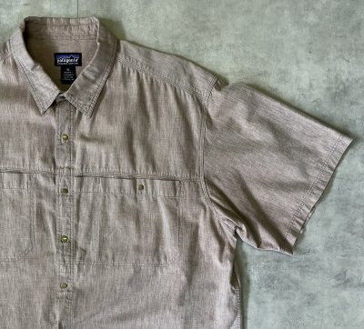 画像3: 90'S PATAGONIA  スナップボタン 半袖 シャンブレーシャツ ライトブラウン 香港製 (VINTAGE)