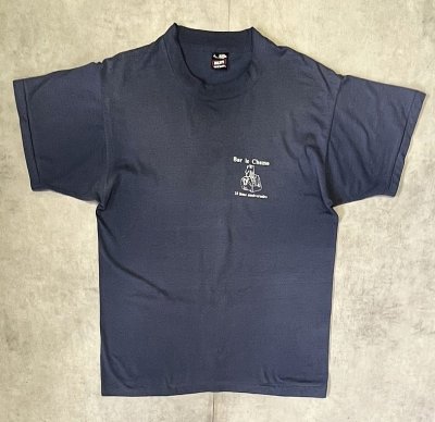 画像1: 90'S BAR LE CHAMO シングルステッチ 半袖 Tシャツ フェードネイビー (VINTAGE)
