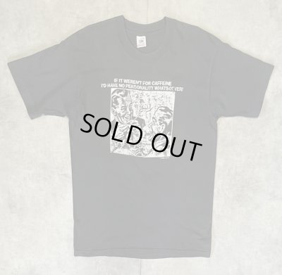 画像1: 90'S CAFFEINE シングルステッチ 半袖 Tシャツ ブラック USA製 (VINTAGE)