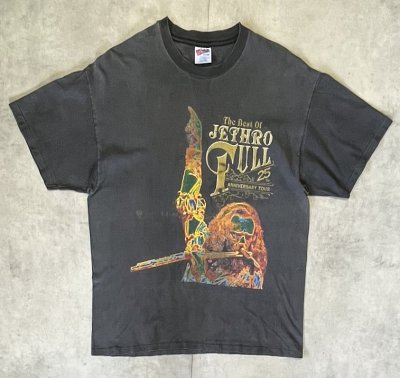 画像1: 90'S JETHRO TULL "25th ANNIVERSARY TOUR" 両面プリント シングルステッチ 半袖 Tシャツ フェードブラック (VINTAGE)