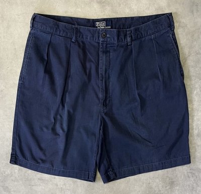 画像1: 90'S RALPH LAUREN ツープリーツ チノショーツ ネイビー (VINTAGE)