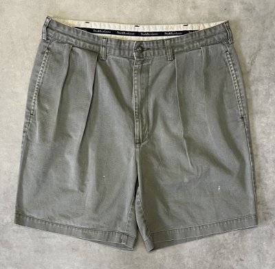 画像1: 90'S RALPH LAUREN "TYLER SHORT" ツープリーツ チノショーツ カーキ (VINTAGE)