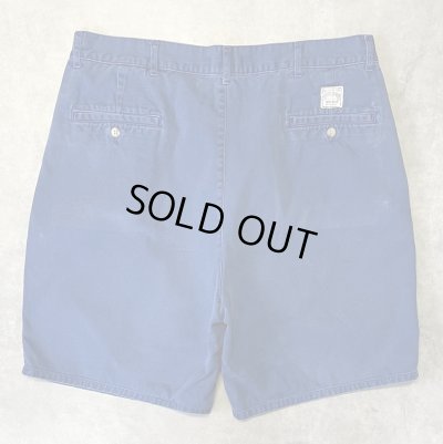 画像5: 90'S RALPH LAUREN "ボックスロゴ" ツープリーツ チノショーツ ダークブルー (VINTAGE)