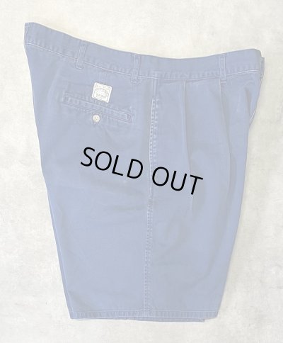 画像4: 90'S RALPH LAUREN "ボックスロゴ" ツープリーツ チノショーツ ダークブルー (VINTAGE)