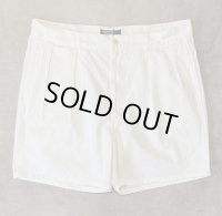 90'S RALPH LAUREN "ボックスロゴ" ツープリーツ チノショーツ ホワイト (VINTAGE)