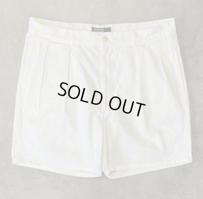 画像1: 90'S RALPH LAUREN "ボックスロゴ" ツープリーツ チノショーツ ホワイト (VINTAGE)