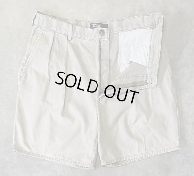 画像3: 90'S RALPH LAUREN "ボックスロゴ" ツープリーツ チノショーツ ベージュ (VINTAGE)