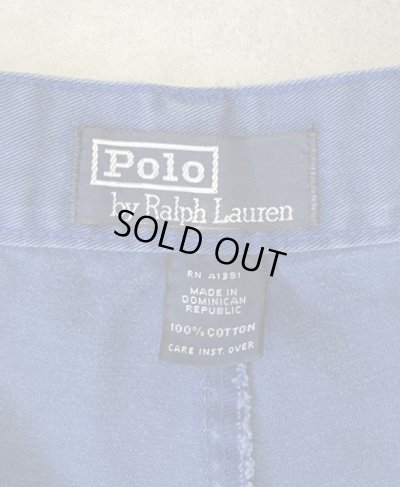 画像2: 90'S RALPH LAUREN "ボックスロゴ" ツープリーツ チノショーツ ダークブルー (VINTAGE)