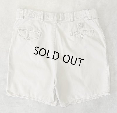 画像5: 90'S RALPH LAUREN "ボックスロゴ" ツープリーツ チノショーツ ベージュ (VINTAGE)