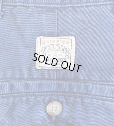 画像6: 90'S RALPH LAUREN "ボックスロゴ" ツープリーツ チノショーツ ダークブルー (VINTAGE)