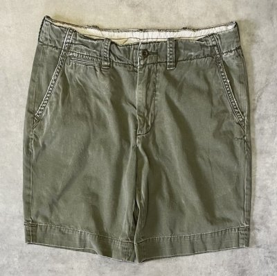 画像1: 90'S RALPH LAUREN ノープリーツ ミリタリーチノショーツ オリーブ (VINTAGE)