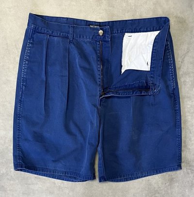画像3: 90'S RALPH LAUREN "ボックスロゴ" ツープリーツ チノショーツ ダークブルー (VINTAGE)