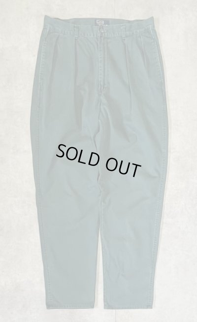 画像1: 90'S RALPH LAUREN "ボックスロゴ" ツープリーツ チノパンツ ダークグリーン USA製 (VINTAGE)