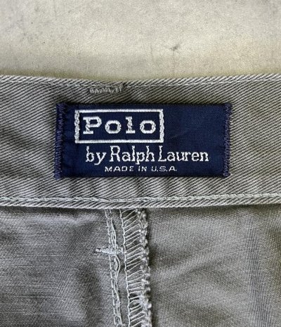 画像2: 90'S RALPH LAUREN "ボックスロゴ" ツープリーツ チノパンツ カーキ USA製 (VINTAGE)