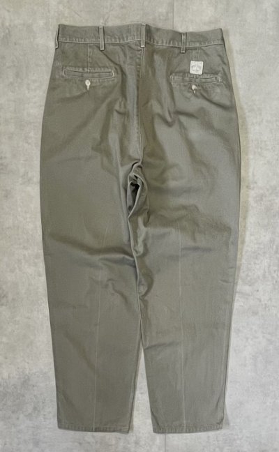 画像3: 90'S RALPH LAUREN "ボックスロゴ" ツープリーツ チノパンツ カーキ USA製 (VINTAGE)