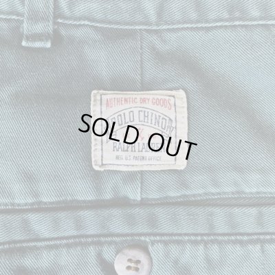画像4: 90'S RALPH LAUREN "ボックスロゴ" ツープリーツ チノパンツ ダークグリーン USA製 (VINTAGE)
